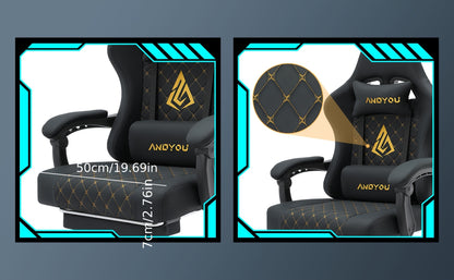 ANDYOU Ergonomischer Gamingstuhl mit Fußablage