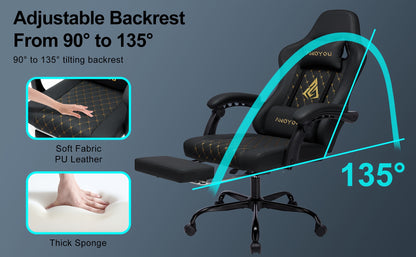 ANDYOU Ergonomischer Gamingstuhl mit Fußablage