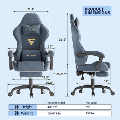 STGAMING Ergonomischer Büro- und Gaming-Stuhl mit Fußablage