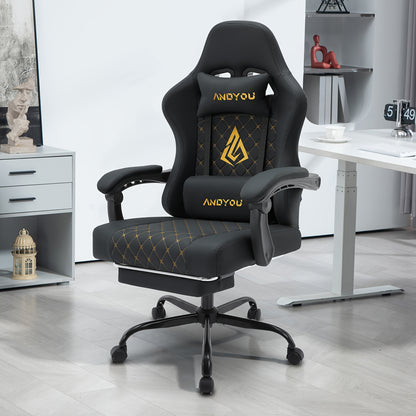 ANDYOU Ergonomischer Gamingstuhl mit Fußablage
