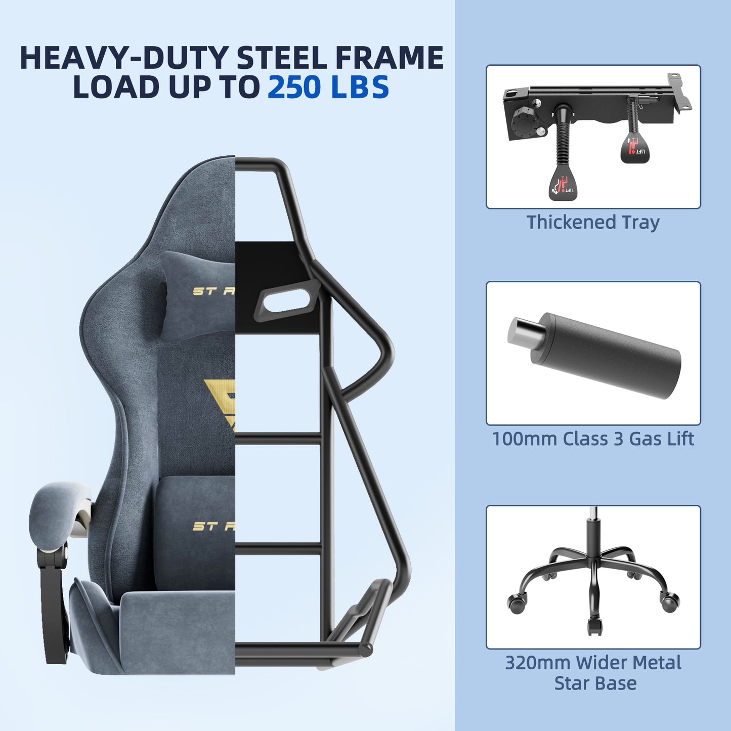 STGAMING Ergonomischer Büro- und Gaming-Stuhl mit Fußablage