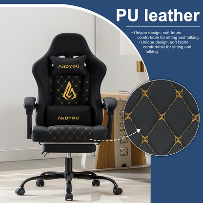 ANDYOU Ergonomischer Gamingstuhl mit Fußablage