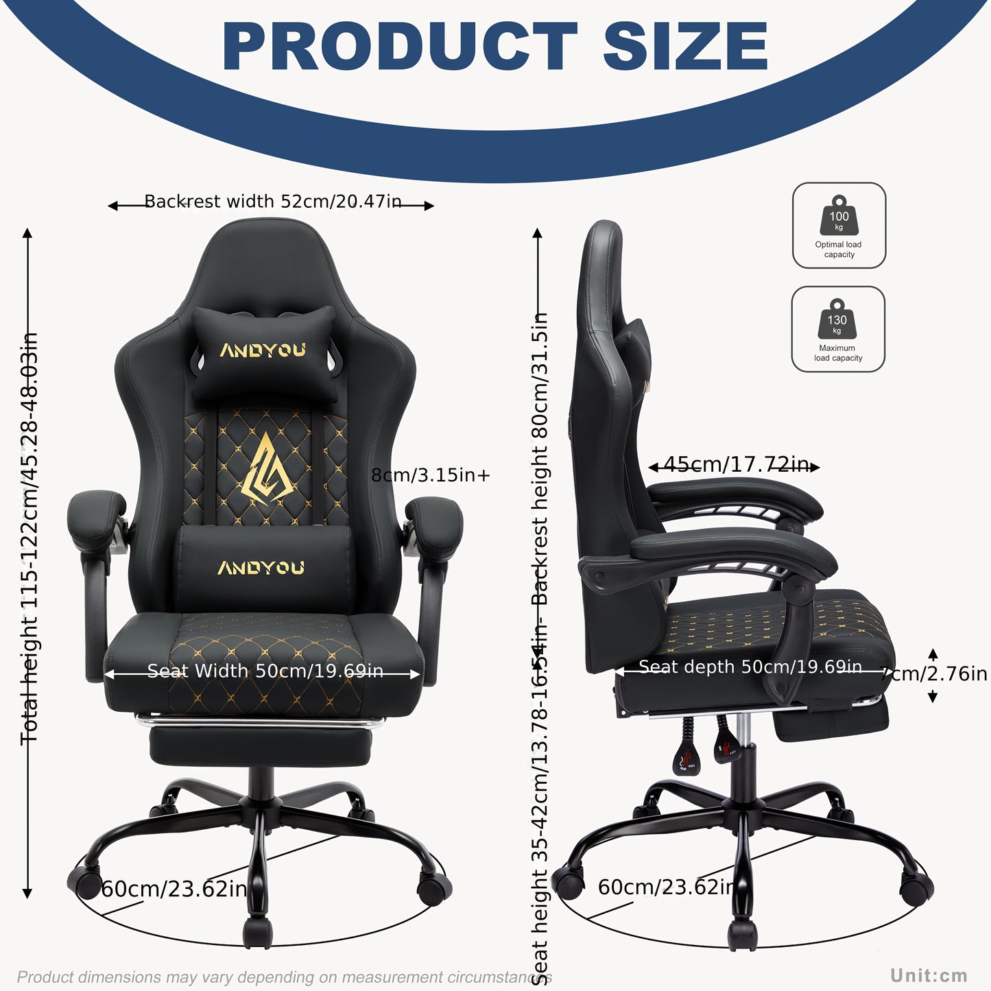 ANDYOU Ergonomischer Gamingstuhl mit Fußablage