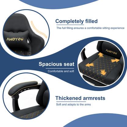 ANDYOU Ergonomischer Gamingstuhl mit Fußablage