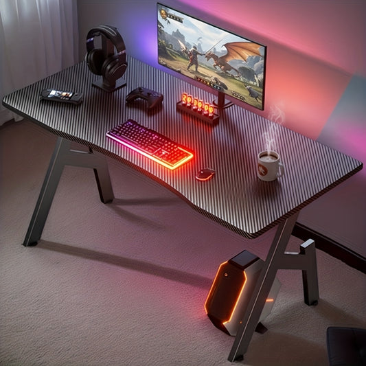 Ergonomischer Gaming- und Bürotisch mit A-Fußgestell und Carbon-Oberfläche (Schwarz, 80/100 cm)